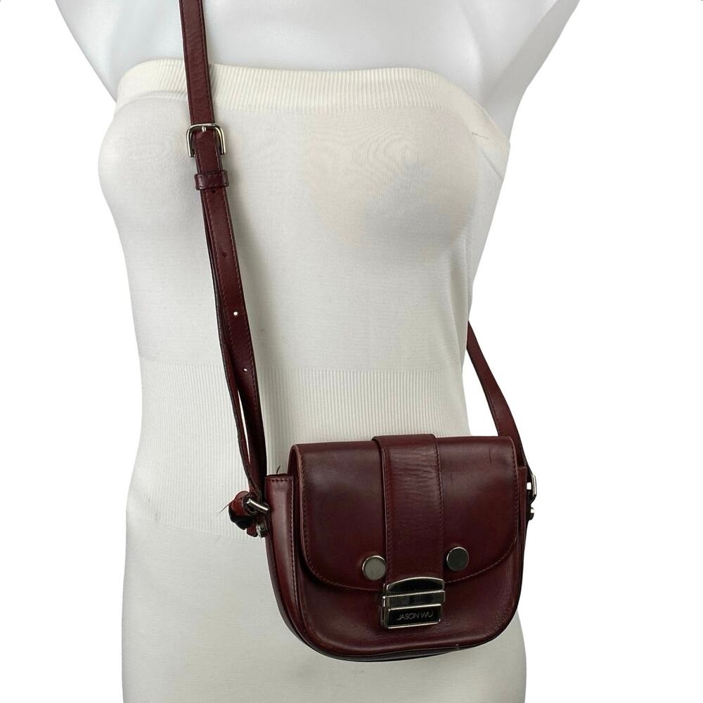 Jason Wu Burgundy Red Leather Crossbody Shoulder Flap Satchel Purse Handbag OS